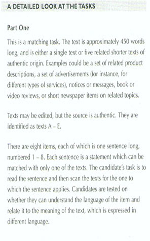 BEC考试大纲：Test of Reading(BEC Higher)