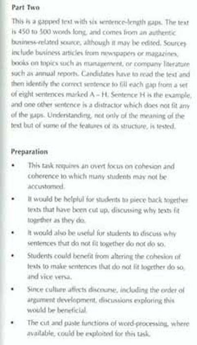 BEC考试大纲：Test of Reading(BEC Higher)