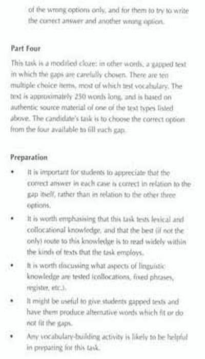 BEC考试大纲：Test of Reading(BEC Higher)