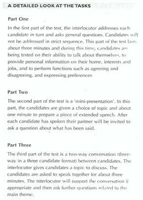 BEC考试大纲：Test of Speaking(BEC Vantage)