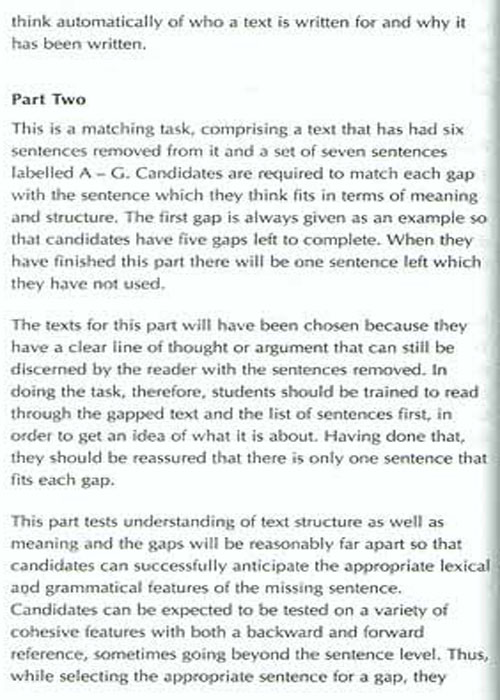 BEC考试大纲：Test of Reading(BEC Vantage)