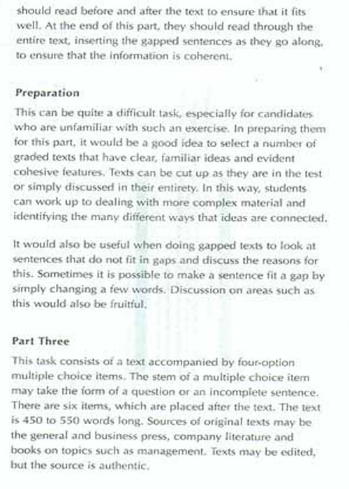 BEC考试大纲：Test of Reading(BEC Vantage)