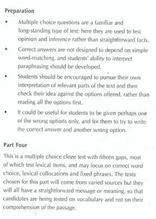 BEC考试大纲：Test of Reading(BEC Vantage)