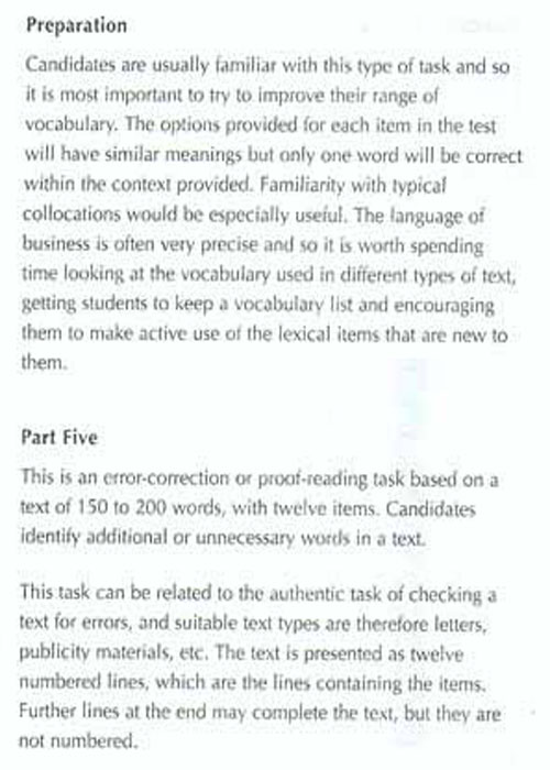 BEC考试大纲：Test of Reading(BEC Vantage)