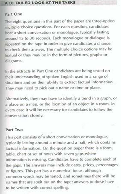 BEC考试大纲：Test of Listening(Preliminary)