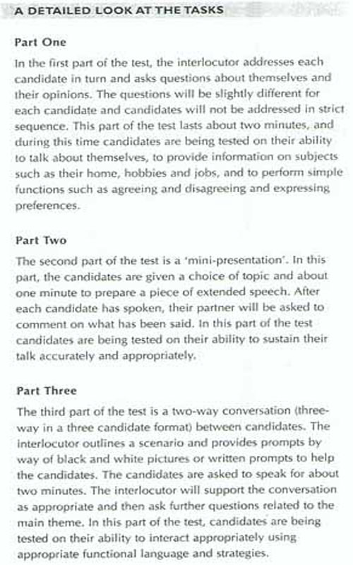 BEC考试大纲：Test of Speaking(Preliminary)