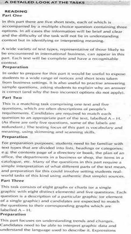 BEC考试大纲：Test of Reading and writing(Preliminary)