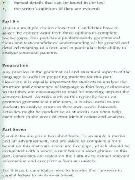 BEC考试大纲：Test of Reading and writing(Preliminary)