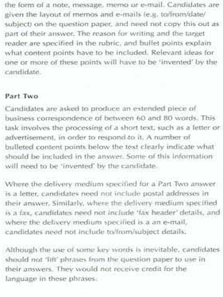 BEC考试大纲：Test of Reading and writing(Preliminary)