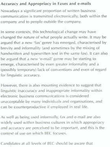 BEC考试大纲：Test of Reading and writing(Preliminary)