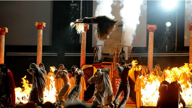 Nicki Minaj performs during the 54th Grammy Awards in Los Angeles, California, February 12, 2012.