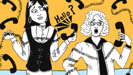 Anna and Denise on the telephone