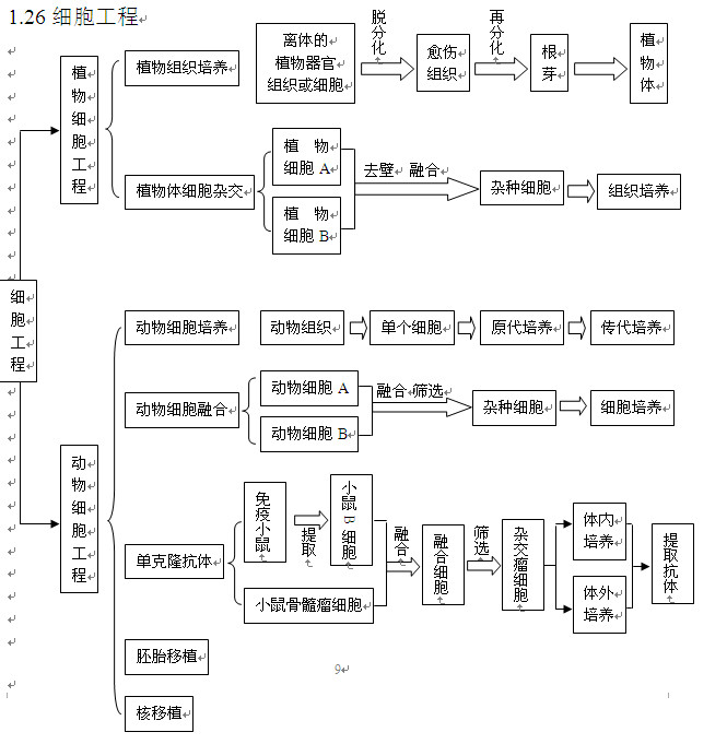 2013高考生物知识点:细胞工程