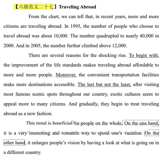2012年新东方六级作文预测范文:出国旅游