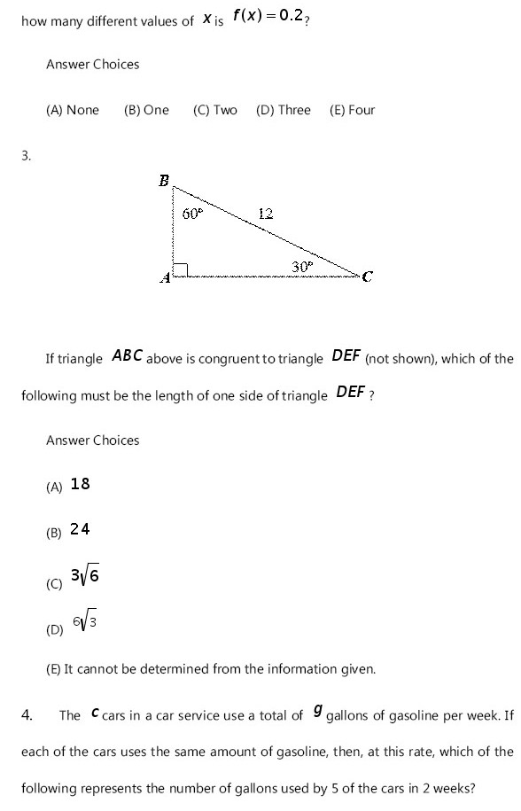 5道SAT数学选择题练习