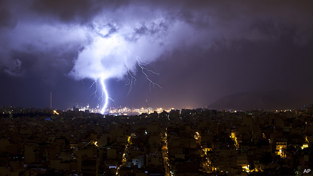 Lightning near Athens